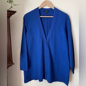 NWOT Talbots Blue Boyfriend V-Neck Long Sleeve Button Front Cardigan Size 2XP